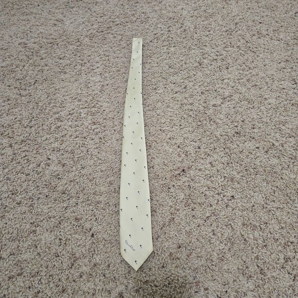 Oscar de la Renta Ivory Tie w/Geometric Pattern in Dark Blue and Red WPL 4075 - Picture 5 of 5